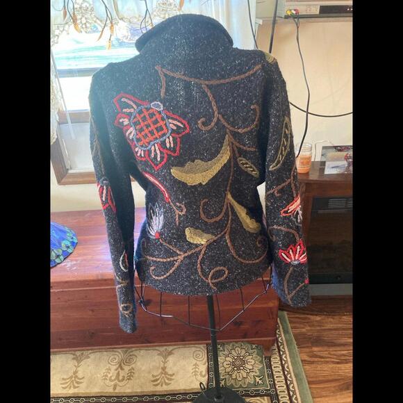 Gorgeous Embroidered Button Up Sweater Colorful - Picture 3 of 6